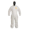 Dupont Hooded Disposable Coverall, 3XL, White, SMS, zipper PB127SWH3X002500