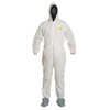 Dupont Hooded Disposable Coverall, L, White, SMS, zipper PB122SWHLG002500