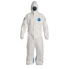 Hooded Disposable Coveralls, 4Xl, White, Tyvek(R) 400 D, zipper