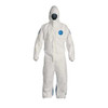 Hooded Disposable Coveralls, 4Xl, White, Tyvek(R) 400 D, zipper
