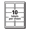 Laser-Inkjet Label, 4 in Label W, 2 in Label H, 10 Labels per Sheet White  AVE48163