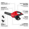 36V M18 Redlithium Handheld Blower, Bare Tool, 45 mph, 600 cfm, Bare Tool  2824-20
