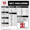 Milwaukee Tool 55 pc. Piece Driver Bit Set, 1-4 in Hex Shank Size 48-32-4096