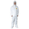 Condor Hooded Disposable Coveralls, L, White, zipper 30C551