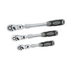 1/2", 3/8", 1/4" Drive 72 Geared Teeth Extendable Flexhead Ratchet Set,3 Pieces