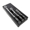 1-2", 3-8", 1-4" Drive 72 Geared Teeth Extendable Flexhead Ratchet Set,3 Pieces  96753