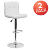 Flash Furniture White Quilted Vinyl Barstool,PK2 2-DS-810-MOD-WH-GG