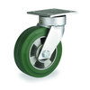 Kingpinless Plate Caster,Swivel,Rubber,5 in,440 lb