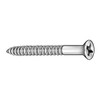 Wood Screw, #8, 1 in, Plain Brass Flat Head Phillips Drive, 100 PK