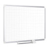 Grid Board, Steel, 48 in, 72 in, Aluminum Frame, White, Gloss