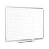 Grid Board, Steel, 48 in, 72 in, Aluminum Frame, White, Gloss