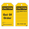 Tag, Safety, Polyester, 5 3/4 in H x 3 in W, Black on Yellow, Rectangle, 10 PK