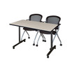 Kobe 48 x 24 in. Mobile T-Base Training Table- Maple, 2 Cadence Nesting Chairs
