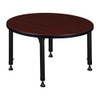 Round Classroom Tables, 30 W, 30 L, 23-34 H, Wood, Metal, Mahogany  TB30RNDMHAPBK
