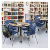 Round Classroom Tables, 30 W, 30 L, 23-34 H, Wood, Metal, Maple
