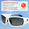 ODIN, Safety Glasses, Uncoated, Smoke Lens, White Frame, Full-Frame, Polarized  ODIN-PZ