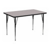 Rectangle Activity Table, 30" W, 48" L, 30.25" H, Laminate, Grey