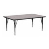 Rectangle Activity Table, 30" W, 72" L, 25.25" H, Laminate, Grey