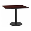 Square Laminate Table, 36" W, 36" L, 31.125" H, Laminate Top, Wood Grain