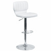 Flash Furniture White Vinyl Barstool,Adj Height CH-132330-WH-GG