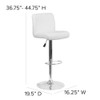 White Vinyl Barstool, Adj Height, Seat Height Range: 26-1-4" to 34-1-2"  DS-8101B-WH-GG