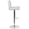 White Vinyl Barstool, Adj Height, Seat Height Range: 26-1-4" to 34-1-2"  DS-8101B-WH-GG