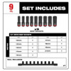 9 pc. SHOCKWAVE Impact Duty 1-2 in. Drive Metric Deep Well 6 Point Socket Set  49-66-7032