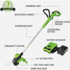 Greenworks 24V 13 In. String Trimmer with 4.0 Ah Battery & Charger 2131602 737958
