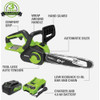 Greenworks 24V 12 In. Brushless Chainsaw with 4.0 Ah Battery & Charger 2016602 707821