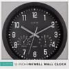 La Crosse Clock Co. 12 In. Inkwell Black Wall Clock Hygrometer & Thermometer 404-2631 619331