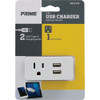 Prime Wire & Cable White 15A 1-Outlet Wall Tap With 2 USB-A PBU0012 526944