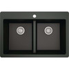 Karran 33 In. x 22 In. Black Quartz Drop-In Double Bowl Kitchen Sink QT-810-BL