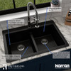 Karran 33 In. x 22 In. Black Quartz Drop-In Double Bowl Kitchen Sink QT-810-BL 427930