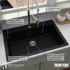 Karran 33 In. x 22 In. Black Quartz Drop-In Single Bowl Kitchen Sink QT-812-BL 482072