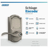 Schlage Encode Smart WiFi Satin Nickel Accent Lever with Camelot Trim FE789WBVCAM619ACC 232903