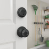 Schlage Matte Black Single Cylinder Deadbolt & Plymouth Keyed Entry Knob FB50NGPLY622 258568