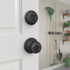 Schlage Matte Black Single Cylinder Deadbolt & Plymouth Keyed Entry Knob