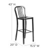 Flash Furniture 30" High Black Metal Barstool with Slat Back CH-61200-30-BK-GG