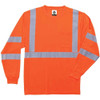 Ergodyne Long Sleeve Hi-Vis Shirt, Class 3, Polyester, Orange, M 8391