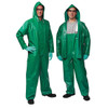 Tingley Flame Resistant Coverall Rain Suit, PVC, 17 mil Thick, Attached Hood, Green, 5XL V41108