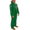Flame Resistant Coverall Rain Suit, PVC, 17 mil Thick, Attached Hood, Green, S  V41108