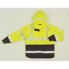 High Visibility Rain Jacket with hood, Polyester, Class 3 R, Green-Yellow, 2XL  J24122
