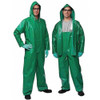 Flame Resistant Coverall Rain Suit, PVC, 17 mil Thick, Attached Hood, Green, XL  V41108