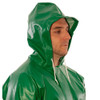 Flame Resistant Coverall Rain Suit, PVC, 17 mil Thick, Attached Hood, Green, L  V41108