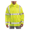 High Visibility Rain Jacket with Hood, Polyester, Class 3 R, Green/Yellow, 2XL