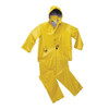 3-Piece Rainsuit w-Detachable Hood, PVC, Bib Overalls, .2mm Thickness, Yellow, M  S61317