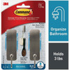 Command Medium Bath Hooks, Satin Nickel, 2 Hooks, 4 Strips BATH43-SN-2ES