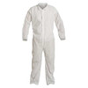 Dupont Collared Disposable Coverall, 2XL, White, SMS, zipper PB120SWH2X002500