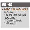 Hhip R8 10 Piece ER-40 Spring Collet Chuck Set 3900-0004