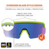 AEGIR-MI, Safety Glasses, Blue Mirror Lens, Lime Frame, Half-Frame